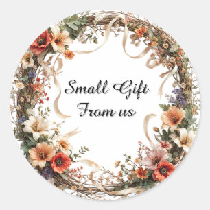 🌸 Custom Text Wildflower Floral Wreath 🌸 Classic Round Sticker