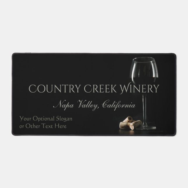 Custom Text Winery / Bartender Desk Mat (Front)