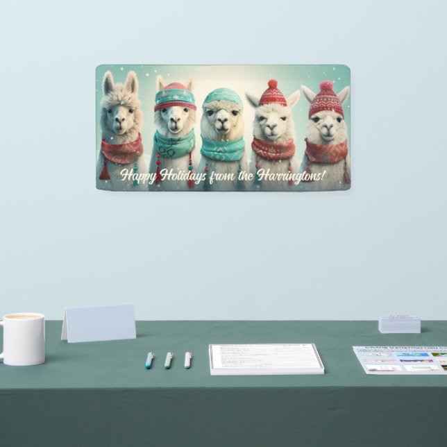 Custom Text Winter Llamas Banner (Tradeshow)