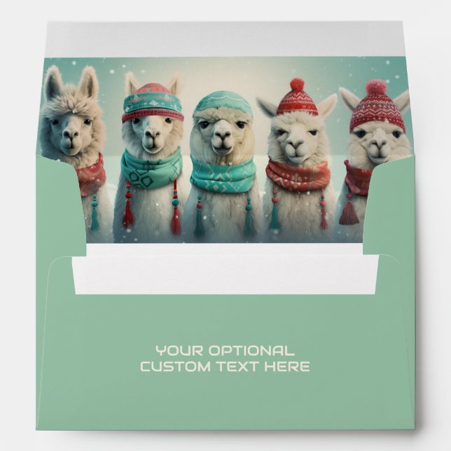 Custom Text Winter Llamas Envelope (Back (Bottom))