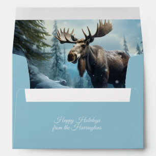 Custom Text Winter Moose Envelope