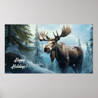Custom Text Winter Moose