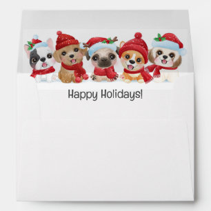 Custom Text Winter Puppies Envelope