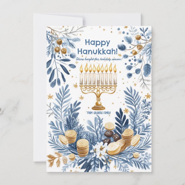 Custom text Winter Radiance Hanukkah Holiday Card (Front)
