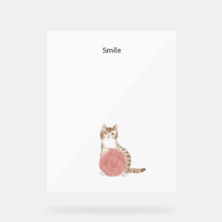 Custom Text with Cat and Yarn by Siori.K Acrylic Sign