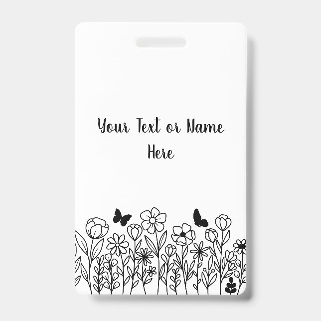 Custom Text with Flowers ID Badge (Front)