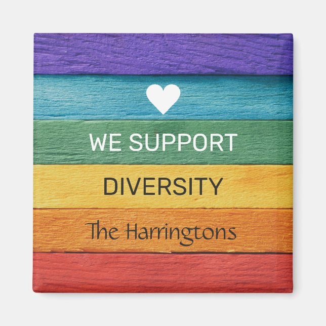 Custom Text Wood-Textured Rainbow Magnet (Front)