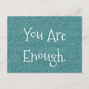 Custom Text You Are Enough Blue Faux Glitter Card