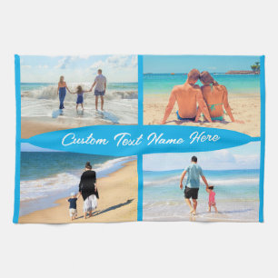 Custom Text Your Photo Collage Kitchen Towel