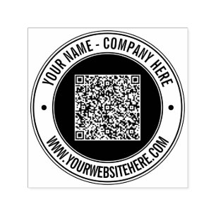 Custom Text Your QR Code Colour Round Stamp Exampl