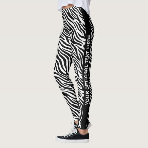 Custom Text Zebra Pattern Leggings
