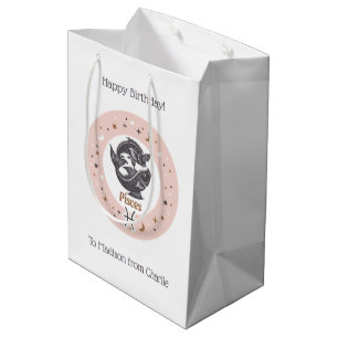 Custom Text Zodiac Sign Pisces Medium Gift Bag