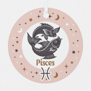 Custom Text Zodiac Sign Pisces Metal Tree Decoration