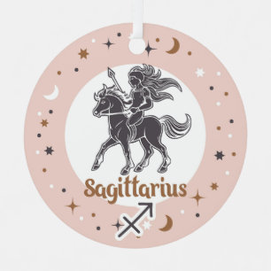 Custom Text Zodiac Sign Sagittarius Metal Tree Decoration