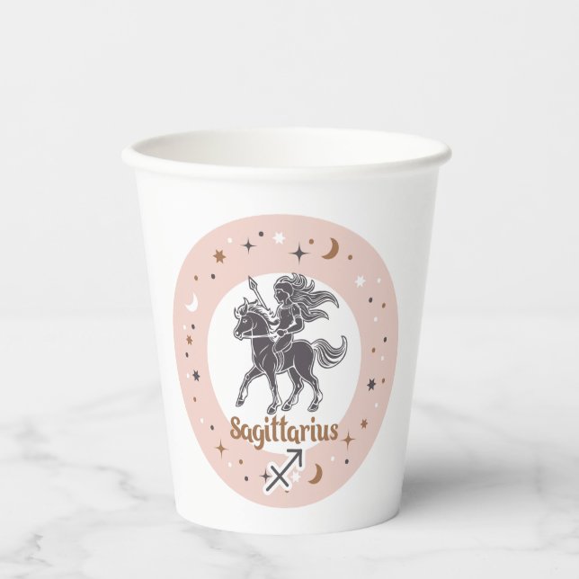 Custom Text Zodiac Sign Sagittarius Paper Cups (Front)