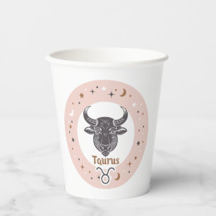 Custom Text Zodiac Sign Taurus Paper Cups
