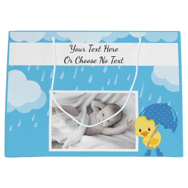 Custom Texts/Photos Baby Shower Boy or Girl Large Gift Bag (Front)