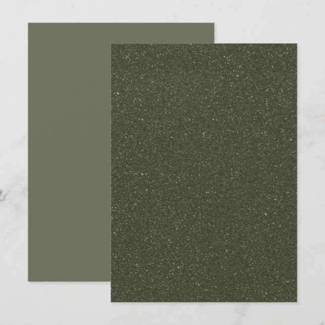 Custom Textured Moss Green Flat Announcement Card (Front/Back)