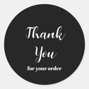 Custom Thank You black white Business Classic Round Sticker