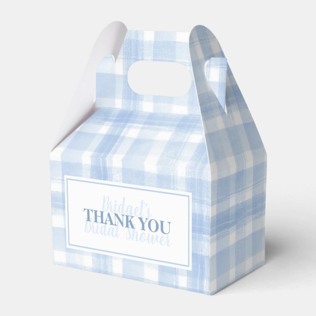 Custom Thank You Blue Gingham Watercolor  Favour B Box (Back Side)