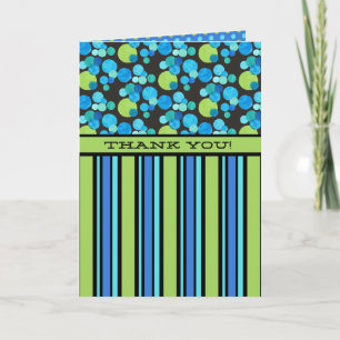 Custom Thank You Card: Blue Moons and Stripes Card