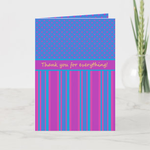 Custom Thank You Card: Magenta and Blue Patterns Card