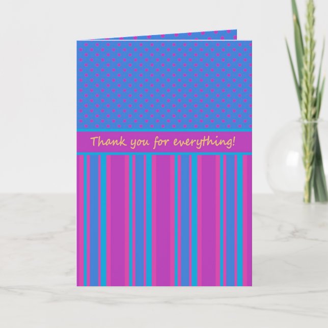 Custom Thank You Card: Magenta and Blue Patterns Card (Front)