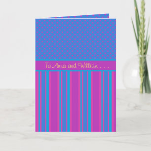 Custom Thank You Card: Magenta and Blue Patterns Card