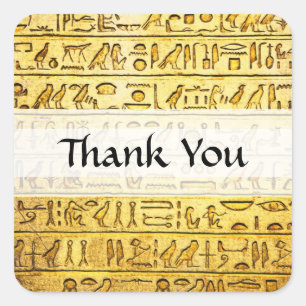 Custom "Thank You" Egyptian Hieroglyphs Yellow Square Sticker