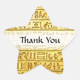 Custom "Thank You" Egyptian Hieroglyphs Yellow Star Sticker