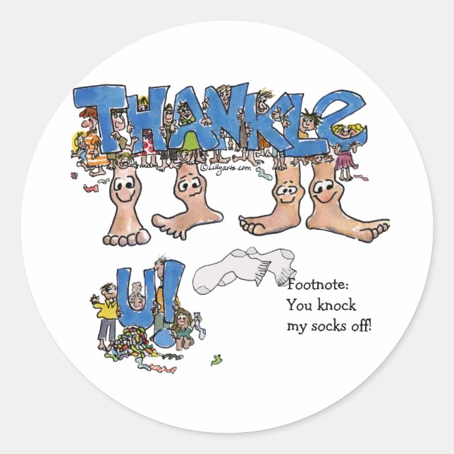 Custom Thank You Feet Classic Round Sticker (Front)
