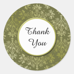 Custom Thank You Floral Damask in Golds Sticker