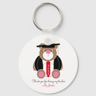 Custom thank you for being my teacher teddy bear key ring