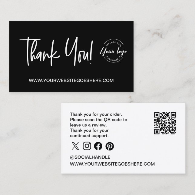 Custom Thank You for Your Order Insert QR code (Front/Back)