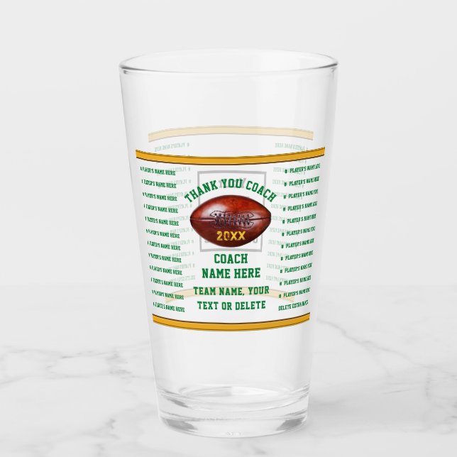 Custom, Thank You Gifts for Football Coaches, Glass (Front)