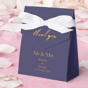Custom Thank You Gold Script Mr&Mrs Purple Favour Box