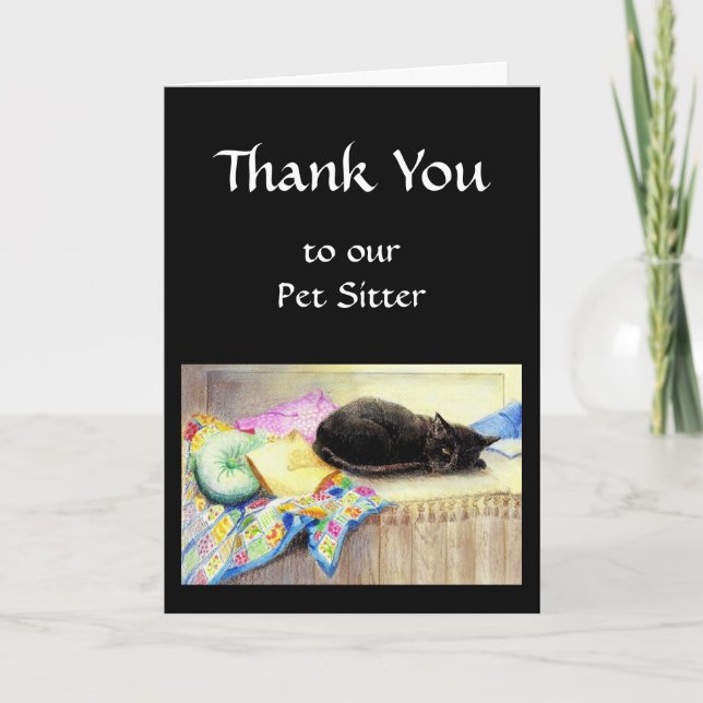 Custom Thank You, Greeting, Pet, Cat Sitter Thank You Card (Front)