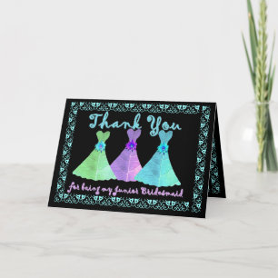 CUSTOM - THANK YOU Junior Bridesmaid with Dresses Card