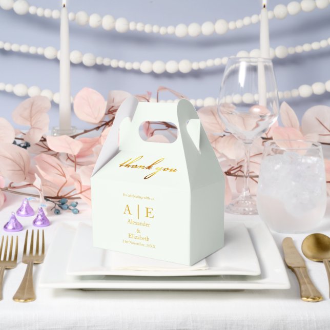 Custom Thank You Monogram Mint Ice Favour Box (Wedding)
