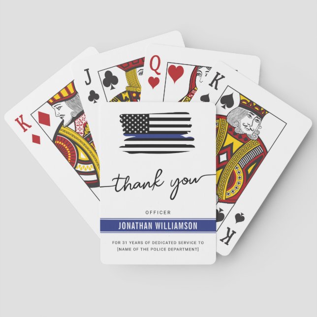 Custom Thank You Police Officer Retirement Gift Playing Cards (Back)
