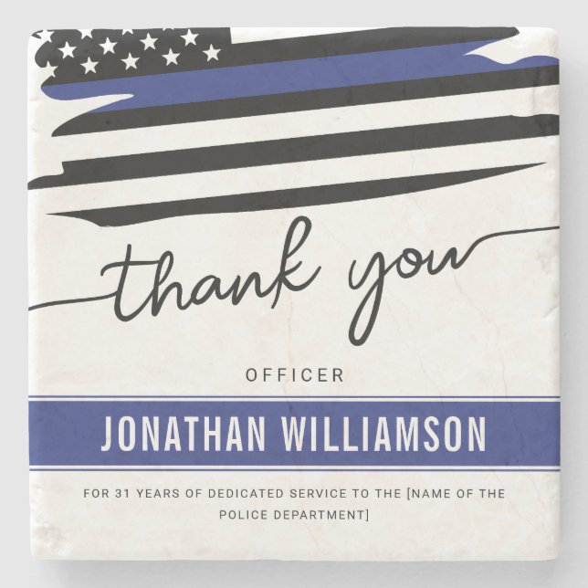 Custom Thank You Police Officer Retirement Gift Stone Coaster (Front)