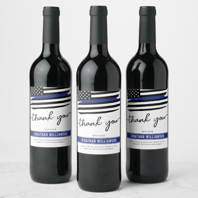 Custom Thank You Police Officer Retirement Gift Wine Label (Bottles)