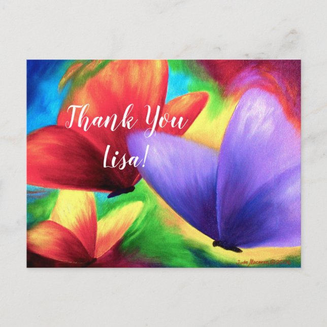 Custom Thank You Postcard Colourful Butterflies Ar (Front)