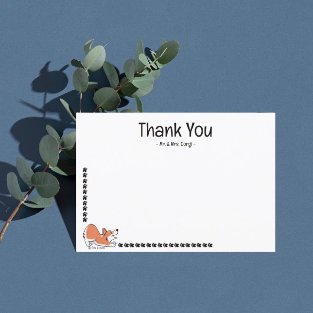 Custom Thank You Red Corgi Cute Dog Note Card (Creator Uploaded)