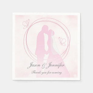 Custom Thank you Romantic Pink Wedding Couple Napkin