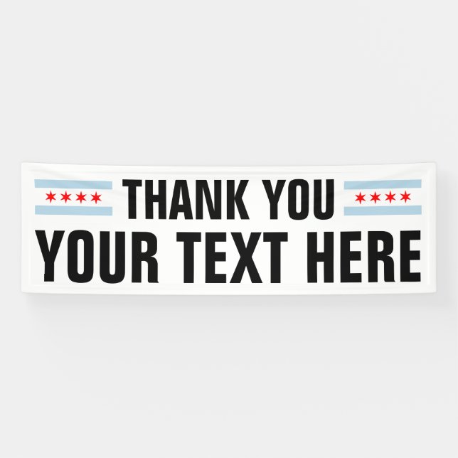 Custom Thank You sign banner with Chicago flag (Horizontal)