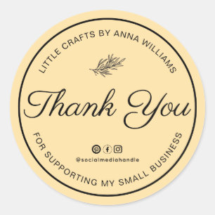 Custom Thank You Trendy Classic Round Sticker