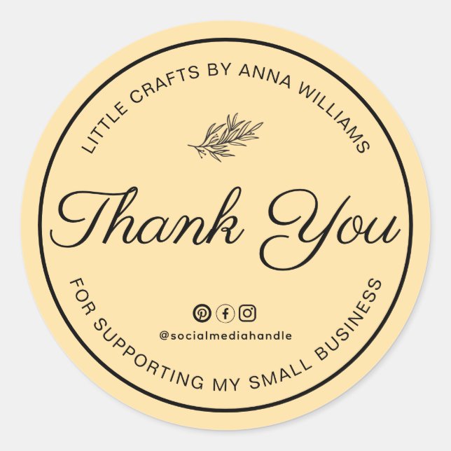 Custom Thank You Trendy Classic Round Sticker (Front)