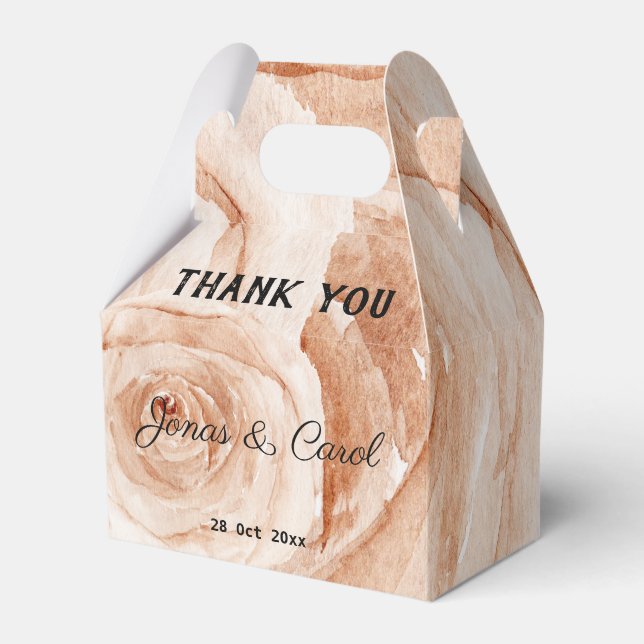 Custom Thank you wedding gift watercolor roses Favour Box (Front Side)