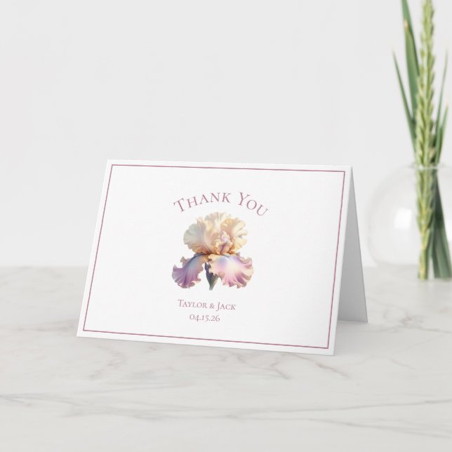 Custom Thank You Wedding Label, Blush Flower (Front)